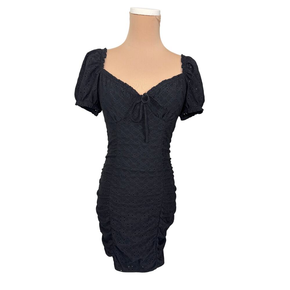 H&M Divided Black Eyelet Dress 4 Womens Whimsigoth Coquette